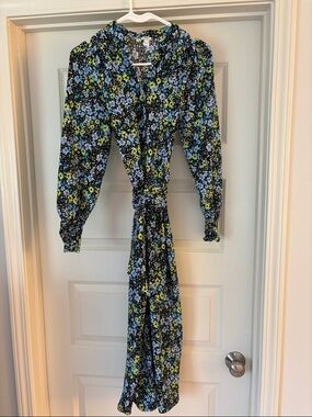 River Island Black Floral Maxi Dress with Blue and Yellow Flowers